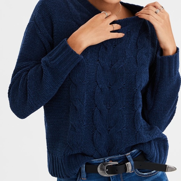 American Eagle Outfitters Sweaters - American Eagle | AE  Cable Knit Sweater in Navy M